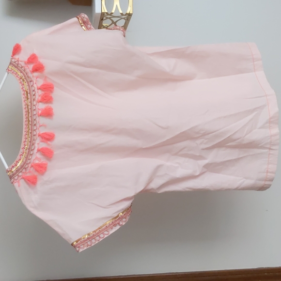 J. Crew Pink Tassel Embroidered Sequins Top Sz 2 - Picture 6 of 6